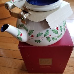 Lenox NIB Holiday enamel teapot